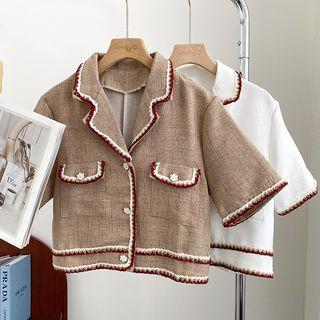 V-neck Woolen Cropped Blazer