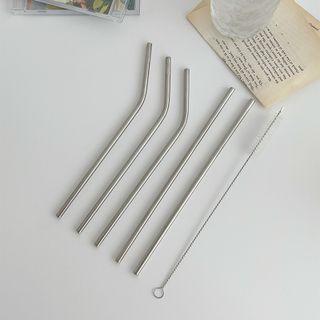 Stainless Steel Drinking Straw / Angled Stainless Steel Drinking Straw / Cleaning Brush / Set