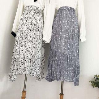 Patterned Chiffon Crinkled A-line Midi Skirt