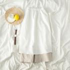 Two Tone A-line Skirt White + Almond - One Size