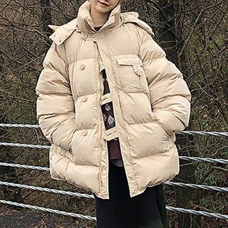 Hooded Padded Button Coat