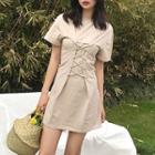 Lace Up Short-sleeve Minidress