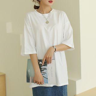 Colored Slit-side Long T-shirt
