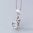 925 Sterling Silver Rhinestone Pendant Necklace S925 Silver - As Shown In Figure - One Size