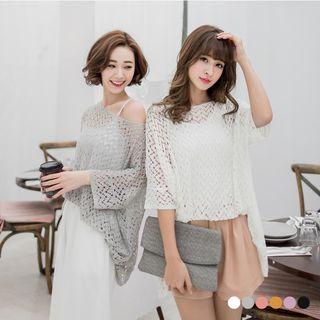 Open-knit 3/4 Sleeves Sweater