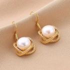 Faux Pearl Earring 1 Pair - Qr-331 - Gold - One Size