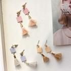 Square & Tassel Dangle Earring E729 - One Pair - Square & Tassel - One Size