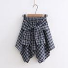 Irregular Hem Plaid Mini A-line Skirt