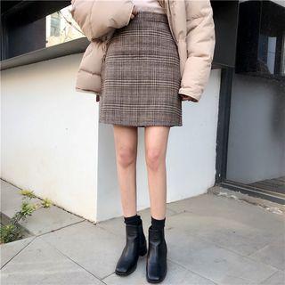Plaid Straight Fit Mini Skirt