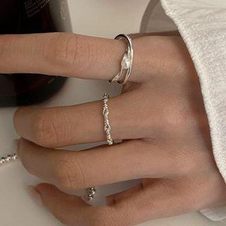 Faux Pearl Cross Alloy Open Ring / Chain Alloy Open Ring