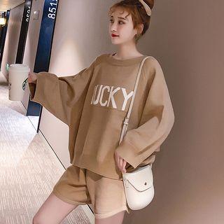 Set: Letter Sweater + Knit Shorts