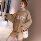 Set: Letter Sweater + Knit Shorts