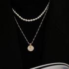 Rose Glaze Pendant Alloy Necklace 1 Pc - Gold - One Size