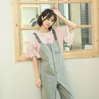Embroidery Suspender Pants