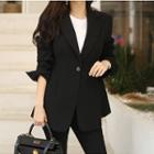 Set: Single-button Blazer + Boot-cut Dress Pants