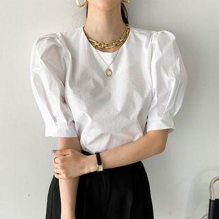 Puff-sleeve Boxy Blouse