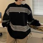 Striped Oversize Round-neck Sweatshirt
