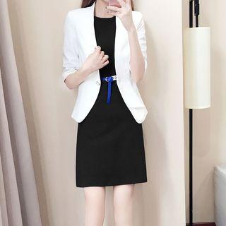 Elbow-sleeve Blazer / 3/4-sleeve Mini A-line Dress / Set