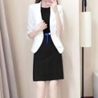 Elbow-sleeve Blazer / 3/4-sleeve Mini A-line Dress / Set