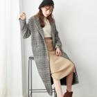 Single Button Houndstooth Coat Black - One Size