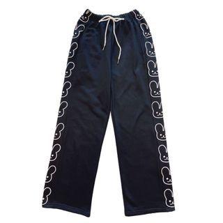 Rabbit Print Straight Leg Pants Black - One Size