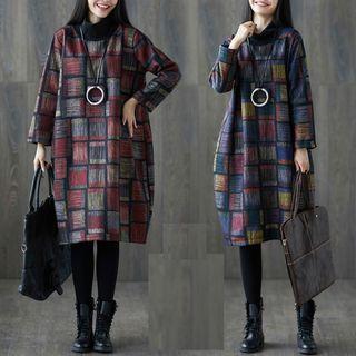 Long-sleeve Plaid Sweatshirt Dress