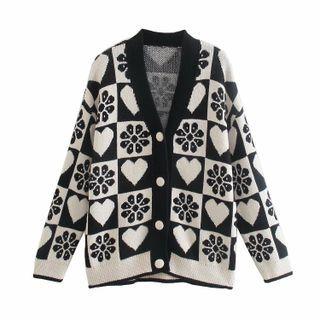 Heart Flower Pattern Cardigan
