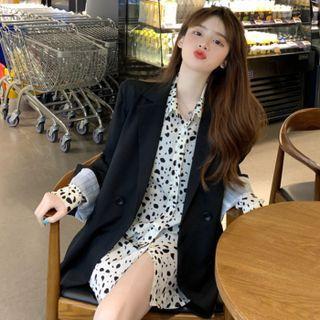 Cow Print Shirt / Double Breasted Plain Blazer