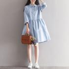 Long-sleeve Checked A-line Shirtdress