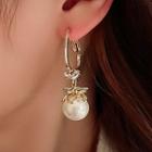 Flower Rhinestone Faux Pearl Alloy Dangle Earring 1 Pair - Silver Needle - Gold - One Size