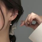 925 Sterling Silver Rhinestone Dangle Earring / Cuff Earring