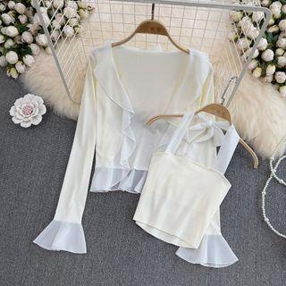 Set: Halter Camisole + Ruffle Cardigan