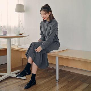 Ruffle-hem Maxi Corduroy Dress