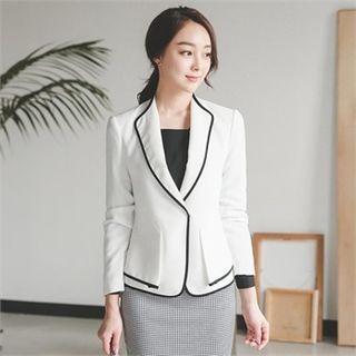 Contrast-trim Single-breasted Jacket
