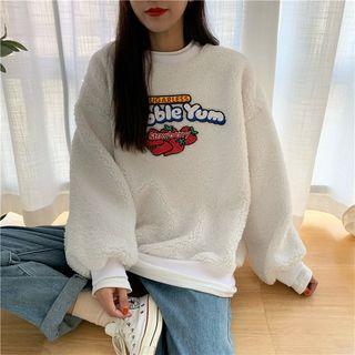 Mock Two-piece Faux-shearling Pullover