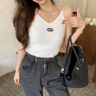 Chain Strap Applique Knit Camisole