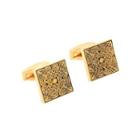 Fashion Elegant Plated Gold Geometric Square Roman Pattern Cufflinks Golden - One Size