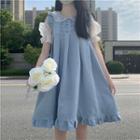 Puff-sleeve Top / Collared A-line Overall Dress
