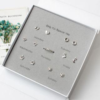 Set: Stud Earring (various Designs) (6 Pairs) + Ring