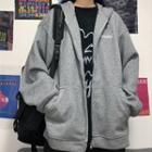Long-sleeve Letter Print Zip-up Hoodie