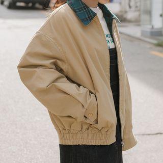 Gingham Collar Cargo Jacket
