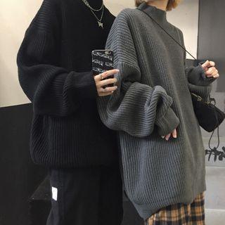 Turtleneck Plain Loose Sweater