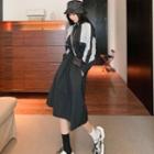 Colorblock Half-zip A-line Dress Black - One Size