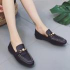 Square Toe Beaded Buckle Loafers