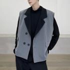Double-breasted Contrast Trim Vest