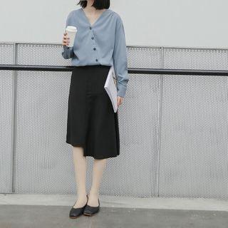 Irregular Hem A-line Midi Skirt