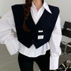 Long-sleeve Shirt / Cropped Buttoned Vest