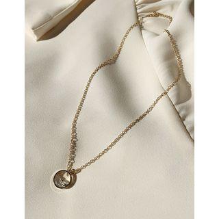 Rhinestone-hoop Chain Necklace Gold - One Size