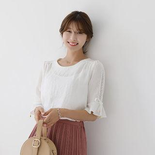 Tie-sleeve Lace-detail Top