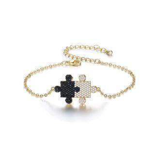 Simple And Creative Plated Gold Puzzle Bracelet With Cubic Zirconia Golden - One Size